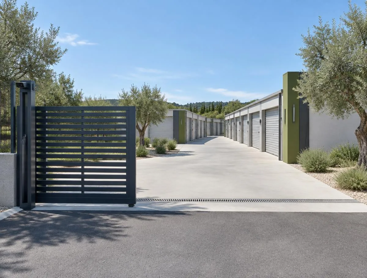 Automatic entrance gate at the LOMA Sotogrande storage facility